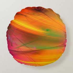gelber abstrakter Fraktalhintergrund 3D-Rendering3 Rundes Kissen