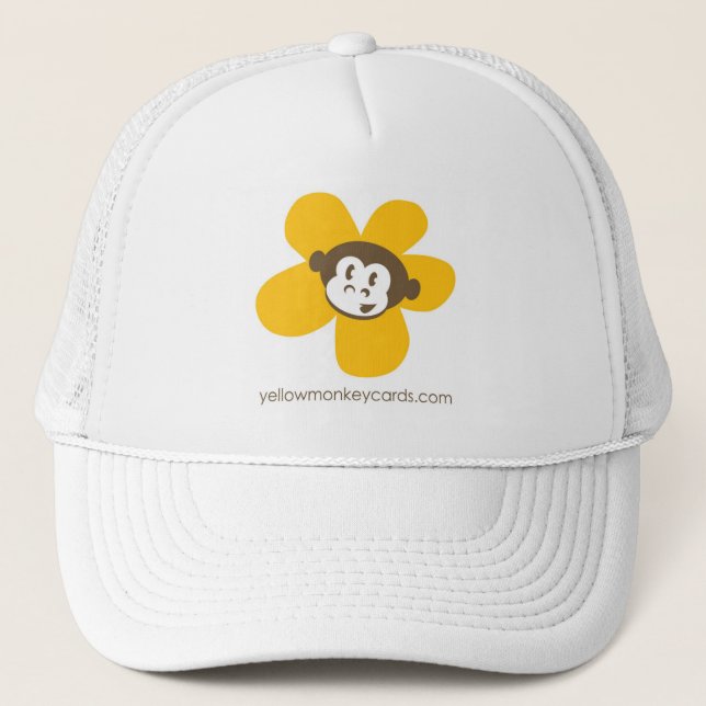 Gelber Affe-Blumen-Hut Truckerkappe (Vorderseite)