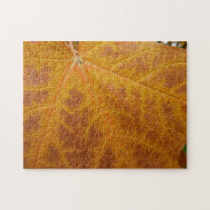 Gelber Ahornblatt Herbst Abstrakt Natur Puzzle