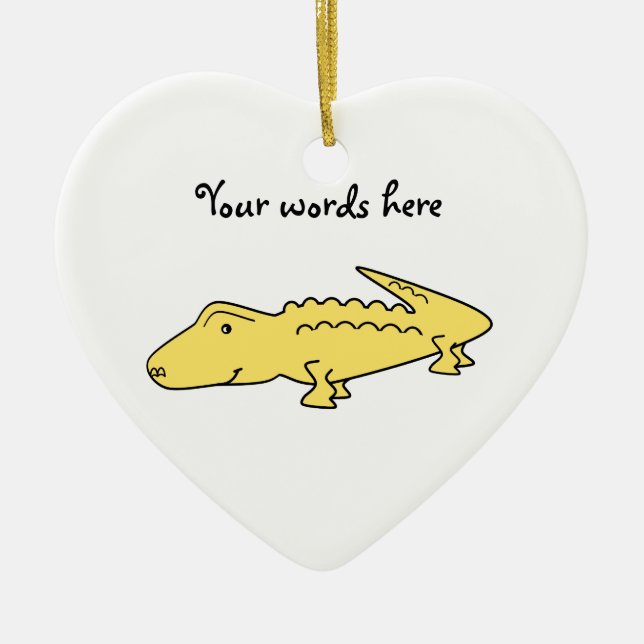 Gelber Alligator Keramik Ornament (Vorne)