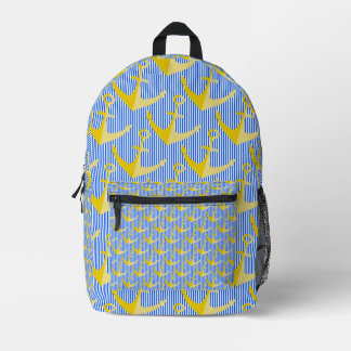 Gelber Ankerblock mit nautischem Muster Bedruckter Rucksack