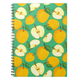 Gelber Apple: Juicy Watercolor Muster. Notizblock