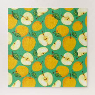Gelber Apple: Juicy Watercolor Muster. Puzzle