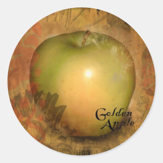 Gelber Apple Runder Aufkleber (Vorderseite)