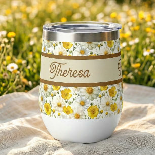 Gelber Aquarell-Wildblumen-Name-Thermal-Gewinn-Nam