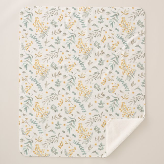 Gelber australischer Zweigeukalyptus verlässt Sherpadecke (Vorderseite)