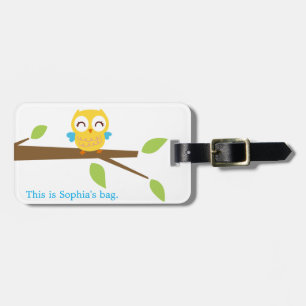 gelber Babyeulen-Gepäckanhänger (personifizieren Gepäckanhänger