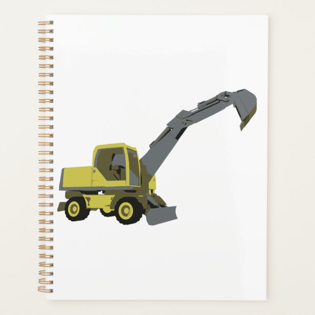 Gelber Bagger Baumaschinen Planer (Vorderseite)