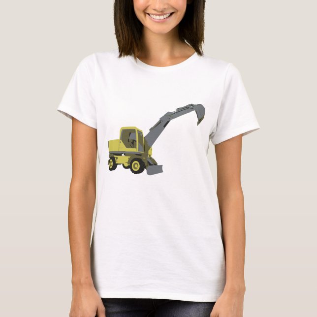 Gelber Bagger Baumaschinen T-Shirt (Vorderseite)