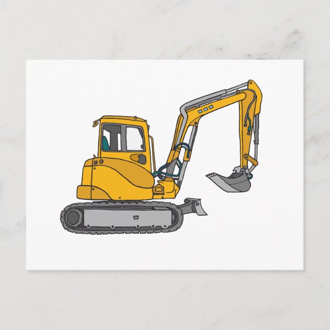 Gelber Bagger Postkarte (Vorderseite)