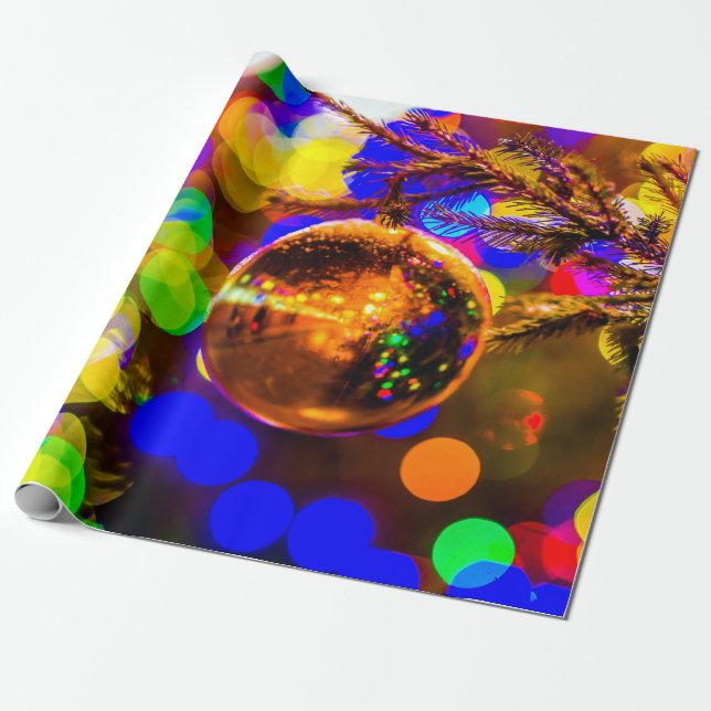 Gelber Ball, leuchtende Lichter Geschenkpapier (Ungerollt)