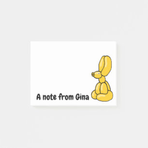 Gelber Ballon-Hasen Post-it Klebezettel