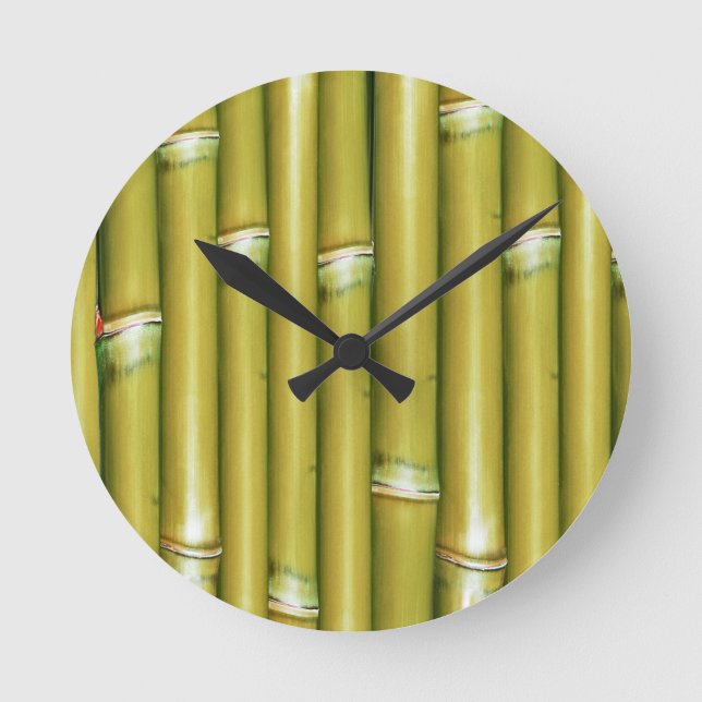 Gelber Bambus Runde Wanduhr (Vorderseite)