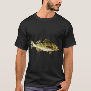 Gelber Barsch Fischzeichnung - Dunkelgrün T-Shirt