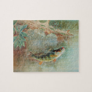 Gelber Barsch von S.A. Kilbourne, Vintage Fisch Puzzle