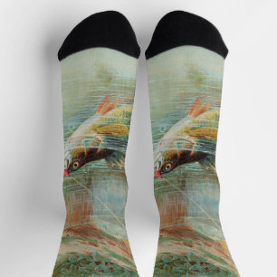 Gelber Barsch von S.A. Kilbourne, Vintage Fisch Socken