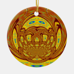 Gelber Baseballhandschuh: Ein Retro-Look Keramikornament