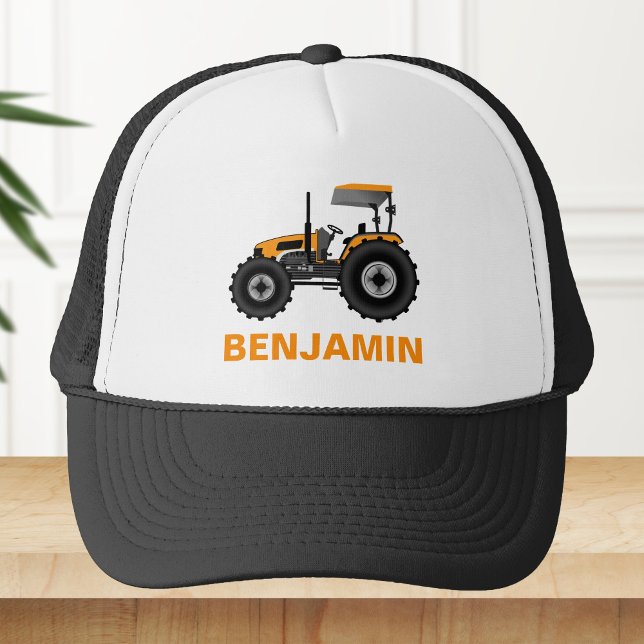 Gelber Bauernhof Traktor Kinder Truckerkappe (Von Creator hochgeladen)