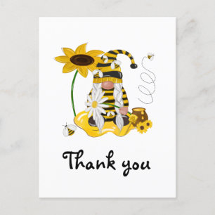 Gelber Bienen-Gnom Sonnenblume Danke Postkarte