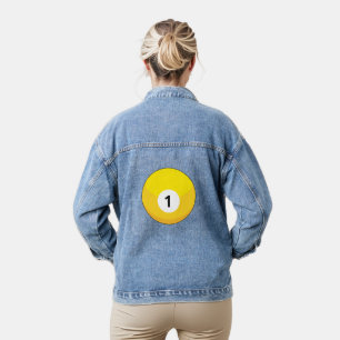 Gelber Billardball Nummer Eins Jeansjacke