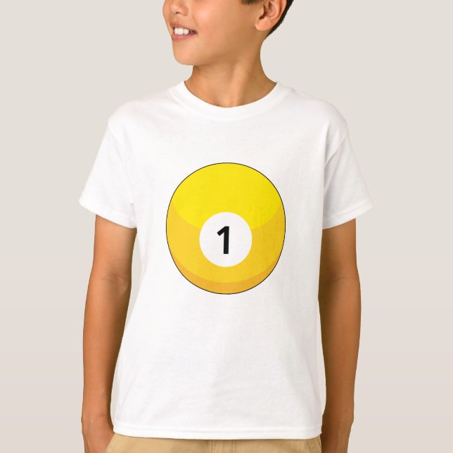 Gelber Billardball Nummer Eins T-Shirt (Vorderseite)