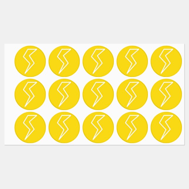 Gelber BlitzBolzenstrom Etiketten (Blatt)