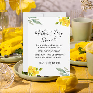 Gelber Blumen-Muttertags-Brunch-Party Einladung