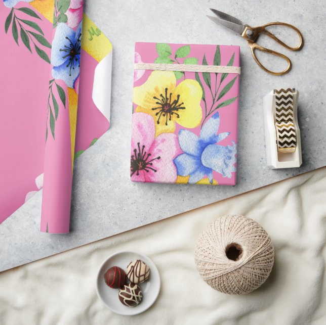 Gelber Blumencoffee Cup Muttertag Geschenkpapier (Kunsthandwerk)