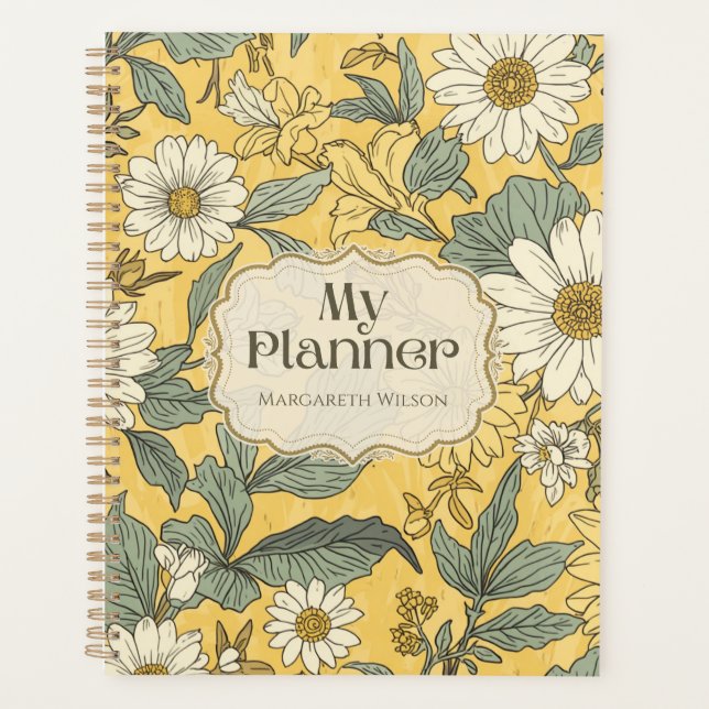Gelber Blumenkalender-Planer-Schülernotizbuch  Planer (Vorderseite)