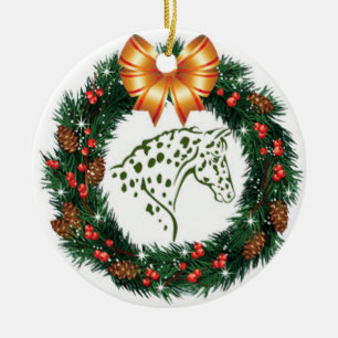 GELBER BOGEN-GRÜNAPPALOOSA KERAMIK ORNAMENT