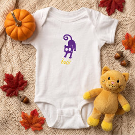 Gelber Boo Lila Halloween-Katze Baby Strampler