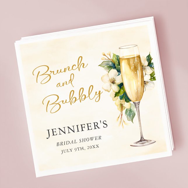 Gelber Brunch und Bubbly-Brautparty Serviette (Von Creator hochgeladen)