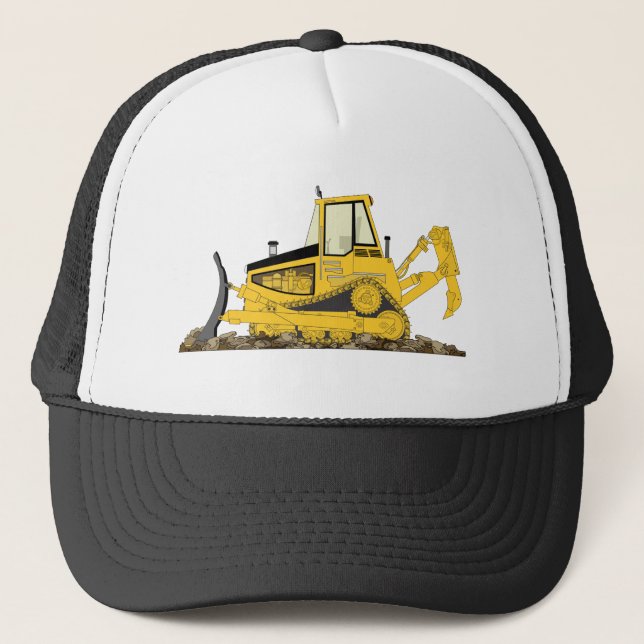 Gelber Bulldozer Truckerkappe (Vorderseite)