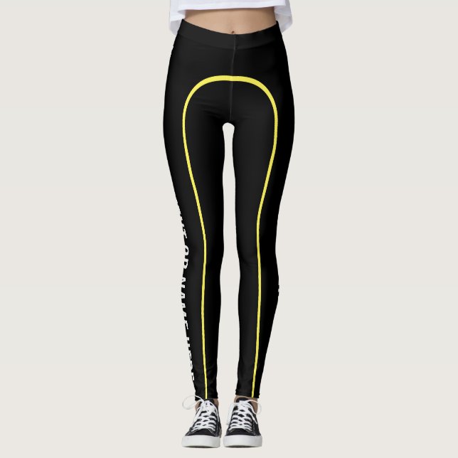 Gelber Button-Streifen kundengerechtes genanntes Leggings (Vorderseite)