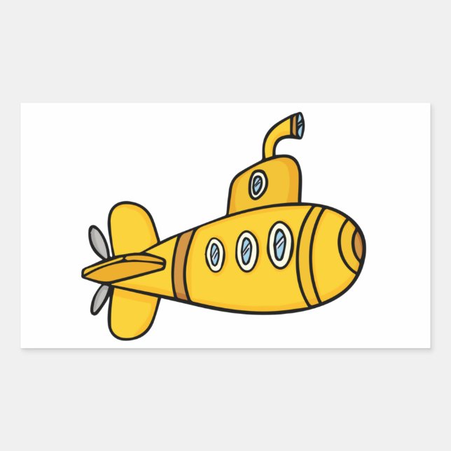 Gelber Cartoon U-Boot Rechteckiger Aufkleber (Vorderseite)