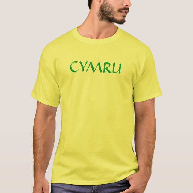 Gelber "CYMRU" Wales-T - Shirt (Vorderseite)