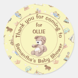 Gelber Dankeschön Geschenk für Baby Shower Runder Aufkleber
