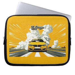 Gelber deutscher Sportwagen M4 driftet Laptop-Hüll Laptopschutzhülle