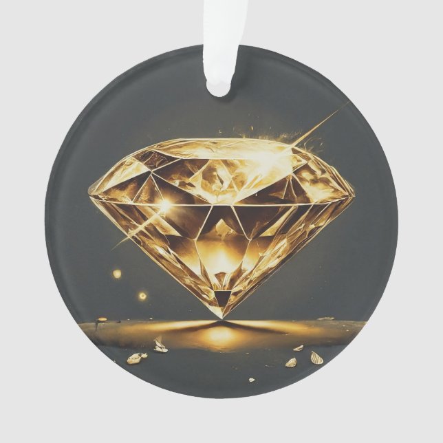 Gelber Diamant und mehrfarbiger Lächeltext Ornament (Vorderseite)