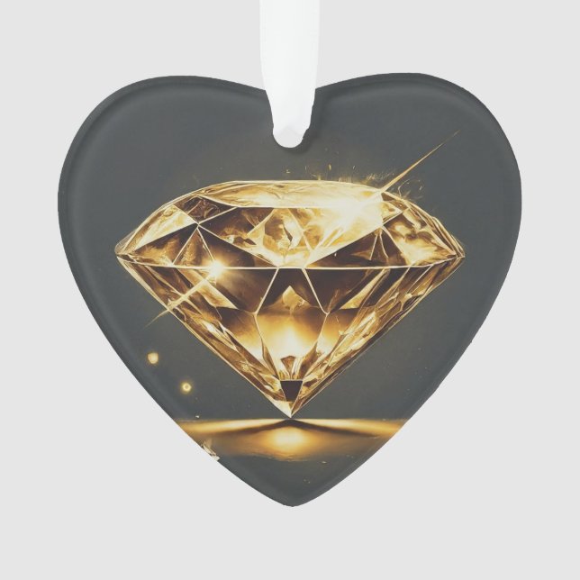 Gelber Diamant und mehrfarbiges Acrylherz Ornament (Vorderseite)