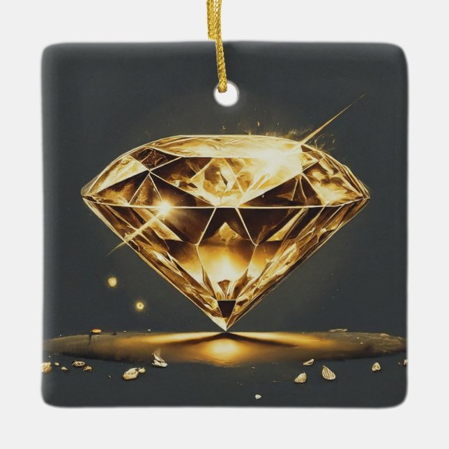 Gelber Diamant und mehrfarbiges Lächeln Keramikornament (Vorderseite)