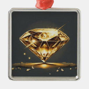 Gelber Diamant und schwarz Ornament Aus Metall