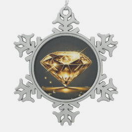 Gelber Diamant und schwarzer Hintergrund Schneeflocken Zinn-Ornament