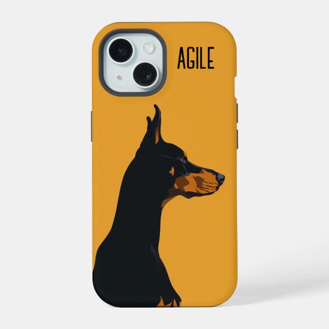 Gelber Dobermann iPhone 15 Hülle (Rückseite)