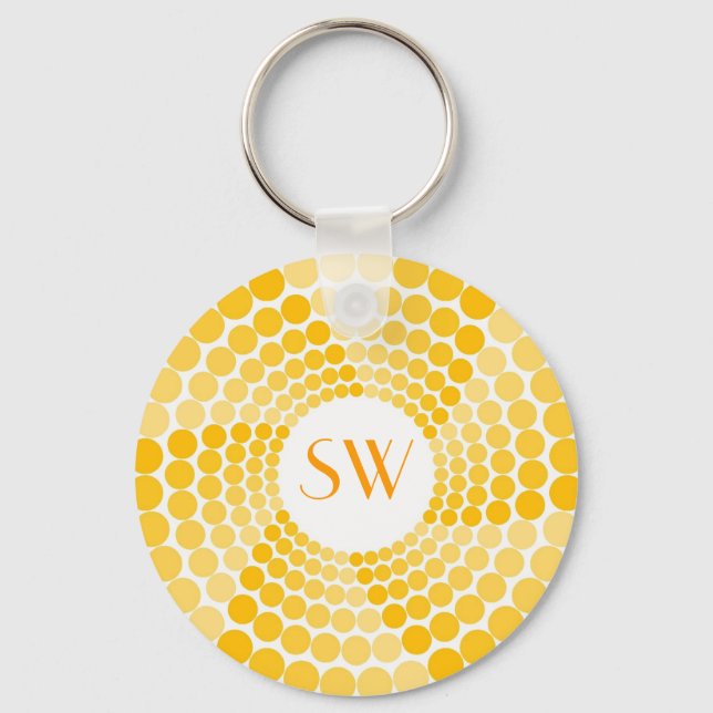 Gelber Dot Swirl Schlüsselanhänger (Vorderseite)