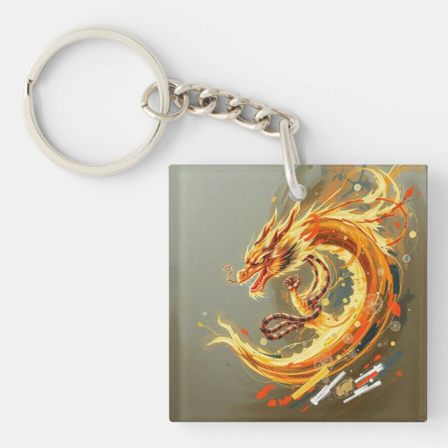 Gelber Drache Schlüsselanhänger (Vorderseite)