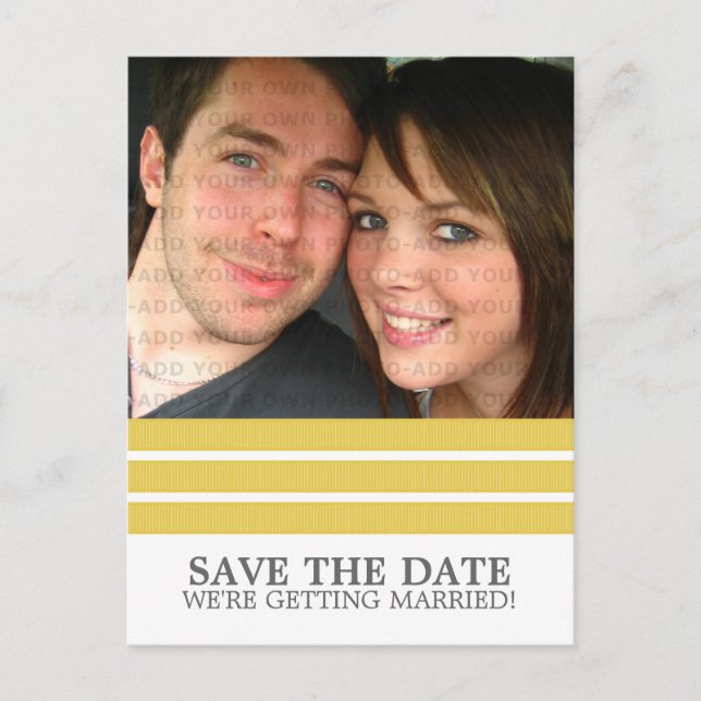 Gelber Dreier Streifen Save the Date Postkarte (Vorderseite)