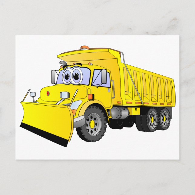 Gelber Dump Truck Cartoon Postkarte (Vorderseite)