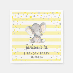 Gelber Elefant 1. Geburtstag Kleines Erdnussbaum-P Serviette