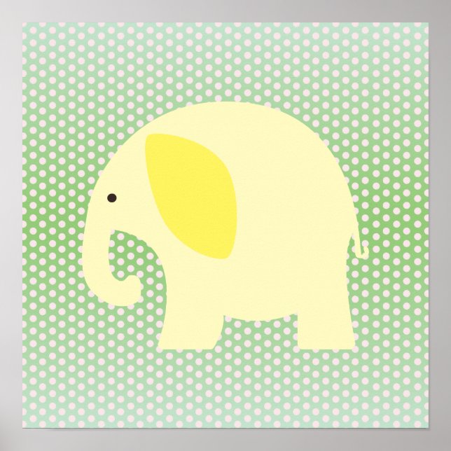 Gelber Elefant auf Minzgrün Poster (Vorne)